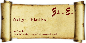 Zsigri Etelka névjegykártya
